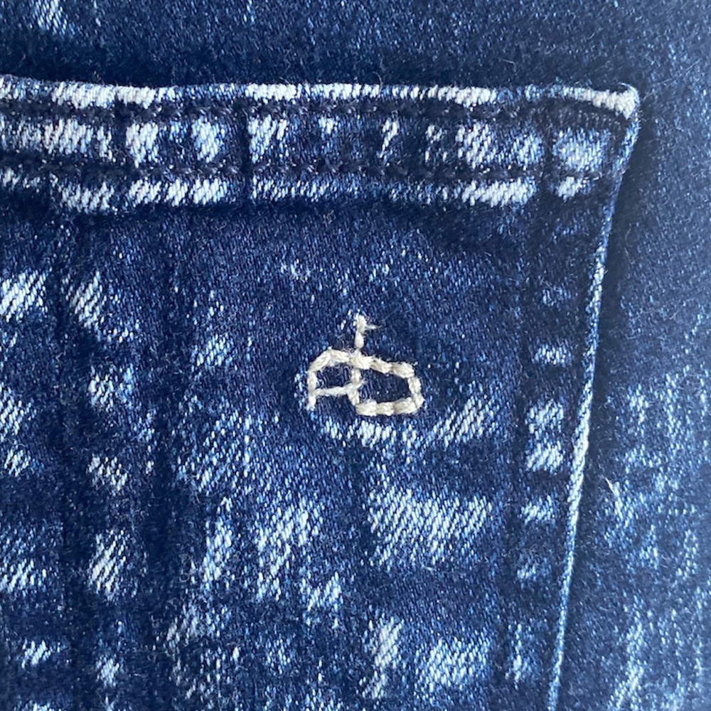 Rag & Bone Acid Wash Denim Skinny Jeans Size 25 Dark Blue White Womens Ankle - Picture 8 of 12